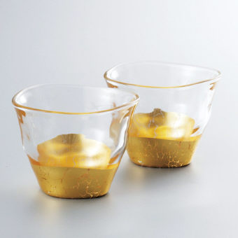 （キッチン）（テーブルウェア（ガラス））貫入 冷茶グラス2個　A060-03006