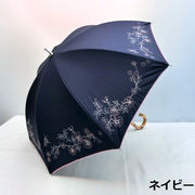 【晴雨兼用】【長傘】全天候型晴雨兼用スライド式フラワーオーナメント柄手開き傘