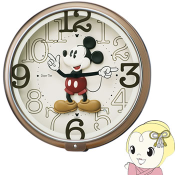 セイコークロック ディズニー ミッキーマウス ディズニータイム クオーツ掛時計 茶メタリック塗装  FW5