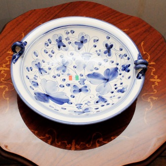 【イタリア製】　陶器　絵皿　ハンドペイント 青柄（直送可能）
