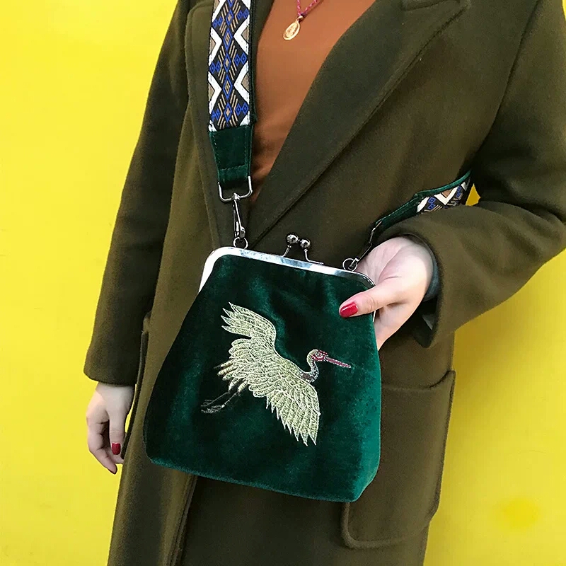 新登場!!★高級感溢れバッグ★オシャレショルダーバッグ★ハンドバッグ 鶴刺繍鞄