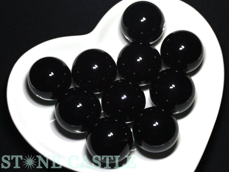 ☆高品質☆【置き石】丸玉 モリオン(天然黒水晶) (AAA) (約26～27mm) (鑑別済)