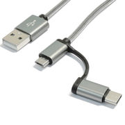 Type-C＆MicroUSB 2IN1ケーブル グレー TYPEC2IN1-GY