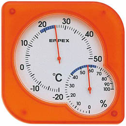 EMPEX 温度・湿度計 シュクレmidi 置き掛け兼用 TM-5604 クリアオレンジ