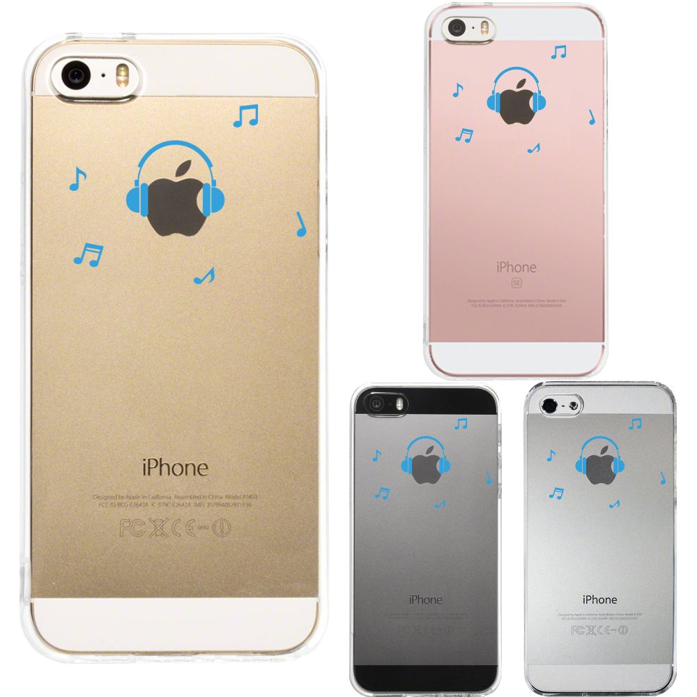 iPhone SE 5S/5 対応 アイフォン ハード クリア ケース CuVery 音楽 music ヘッドフォン ヘッドホン ブルー