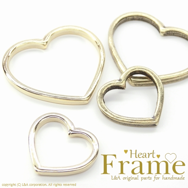 ★L&A original Parts★ハートフレームチャーム★K16GP&金古美★♪174 “Heart Frame”