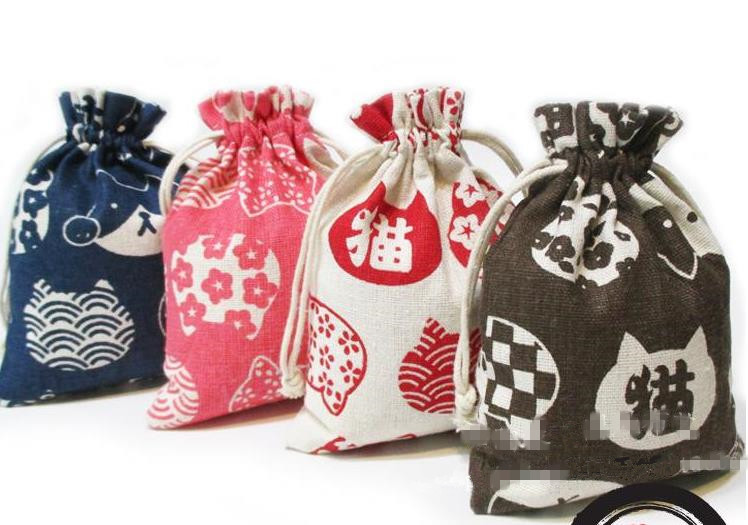 雑貨 プレゼント袋 ギフト用 ラッピング用 可愛い猫布収納袋