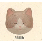 【ご紹介します！信頼の日本製！ほっこりかわいい！　(大)猫のかおマグネット(6種)】F.雲龍猫