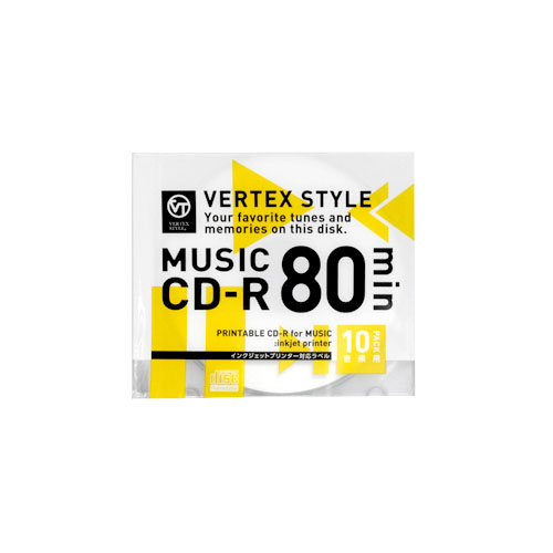 VERTEX CD-R(Audio) 80分 10P インクジェットプリンタ対応(ホワイト