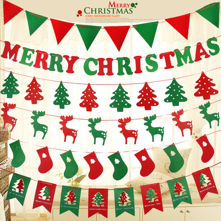 クリスマスモチーフ フェルト素材 メッセージ トナカイ ツリー 赤緑 かわいい6種 パーティー