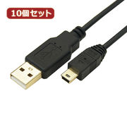 変換名人 【10個セット】 極細USBケーブルAオス-miniオス 1m USB2A-M5