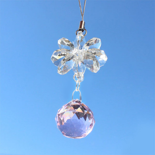 天然石　水晶と雪の結晶のサンキャッチャー 天然石水晶と雪の結晶のサンキャッチャー