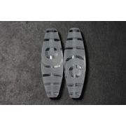 【彫刻ビーズ】水晶 (素彫り) 「太鼓型」 3.8cm 二眼