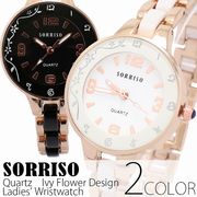 正規品SORRISOソリッソ アイビープリント ゴールド基調ボディのブレスレット時計 SR1876 レディース腕時計