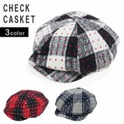 キャスケット 帽子 メンズ レディース ハンチング ツバ付き チェック ウール 混 キーズ Keys
