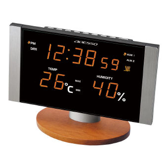 （インテリア・バラエティ雑貨）（デジタル時計）LED温湿度電波クロック C-8305OR