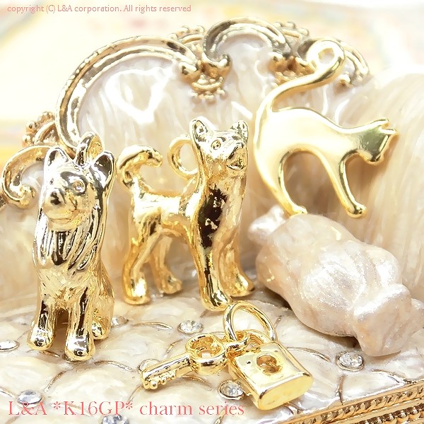 ★L&A Original Parts★K16GP★アクセサリー作製かわいいチャーム♪110 “cat&dog”