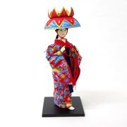 ＜和雑貨・人形＞9インチ　日本人形　沖縄　琉球舞踊　レッド　No.303-123