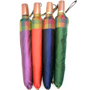 【日本製】【折りたたみ傘】甲州産先染朱子格子日本製2段式折畳傘