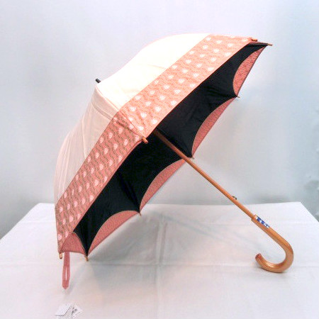 【晴雨兼用】【長傘】かわず張りUVカットフラワー柄晴雨兼用手開傘