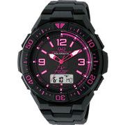 電波ソーラー腕時計アナログ表示 ウレタンバンド ピンク×ブラック MD06-325 メンズ