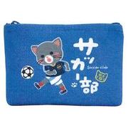 【ご紹介します！安心の日本製！可愛い猫柄！裏面は総柄。部活猫　F付カードケース】サッカー部