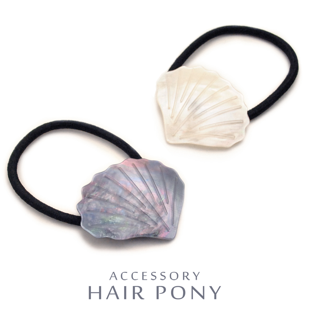 ☆20%OFF☆【視線をひとり占め】砂浜と海を感じるマリンカラー♪ シェル&フェザーヘアゴム
