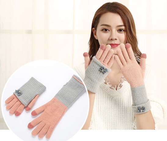 レディース 手袋 グローブ 韓国風 保温 毛糸 スマホ適用