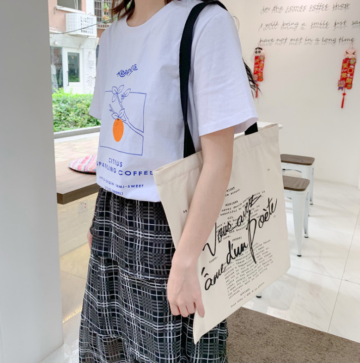 エコバッグ バッグ カバン レディース ショルダーバッグ 英字 キャンパス ファッション ファッション雑貨 株式会社 C2jジャパン 問屋 仕入れ 卸 卸売の専門 仕入れならnetsea