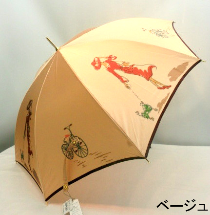 【日本製】【雨傘】【長傘】甲州織生地ホグシ織自転車柄日本製タッセル付手元ジャンプ傘