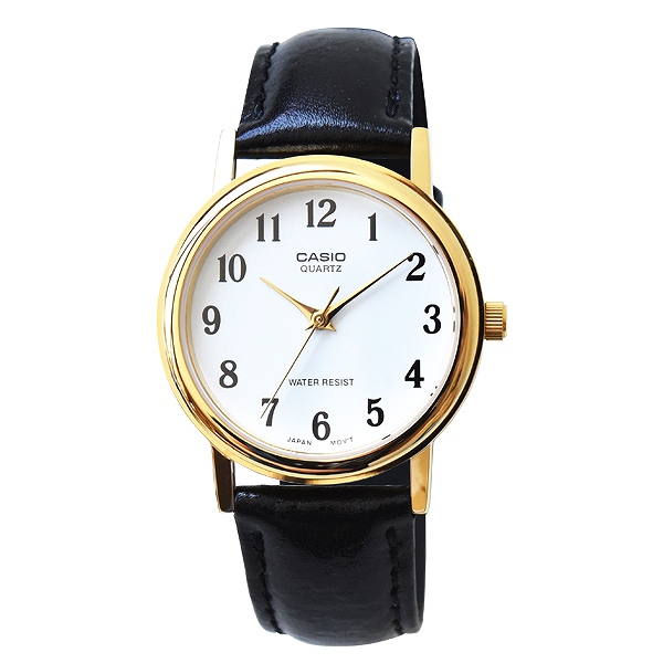 CASIO腕時計 アナログ表示 丸形 革ベルト MTP-1095Q-7B チプカシ メンズ腕時計