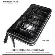 ★圧倒的な質感と高級感★最高級のシャムクロコレザーを贅沢に使用したクロコダイル本革ミニセカンドバッグ