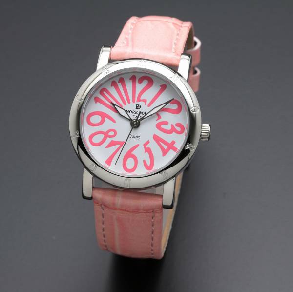 正規品AMORE DOLCE腕時計アモーレドルチェ AD18303-SSWH/PK ラウンド 革バンド レディース腕時計