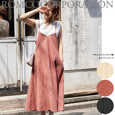 【2019春夏新作】ナチュラルストライプ キャミワンピース