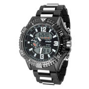 アナデジ HPFS1702-BKBK1 アナログ&デジタル クロノグラフ 防水 ダイバーズウォッチ風メンズ腕時計