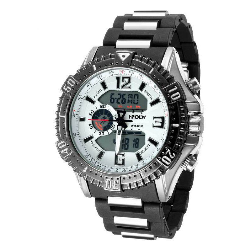 アナデジ HPFS1702-SVWH1 アナログ&デジタル クロノグラフ 防水 ダイバーズウォッチ風メンズ腕時計