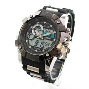 アナデジ HPFS612-SVBK アナログ&デジタル クロノグラフ 防水 ダイバーズウォッチ風メンズ腕時計