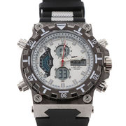 アナデジ デジアナ HPFS628-WHBK アナログ&デジタル 防水 ダイバーズウォッチ風メンズ腕時計 クロノグラフ