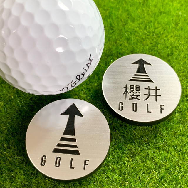 【文字入れ彫刻】オリジナル ゴルフマーカー （シルバーVer.）　golf-marker-01
