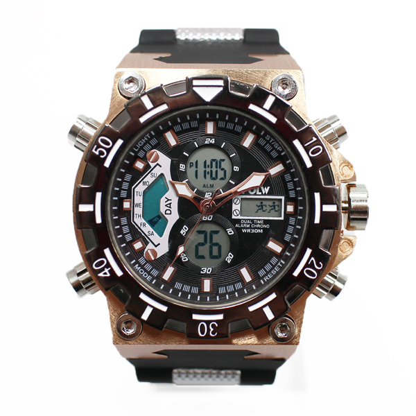 アナデジ デジアナ HPFS628-PGBK アナログ&デジタル クロノグラフ 防水 ダイバーズウォッチ風メンズ腕時計