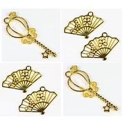 【春夏アクセサリー】アンティークパーツ/扇子・キー・透かしチャーム/レジンフレーム/さくら桜/最安値