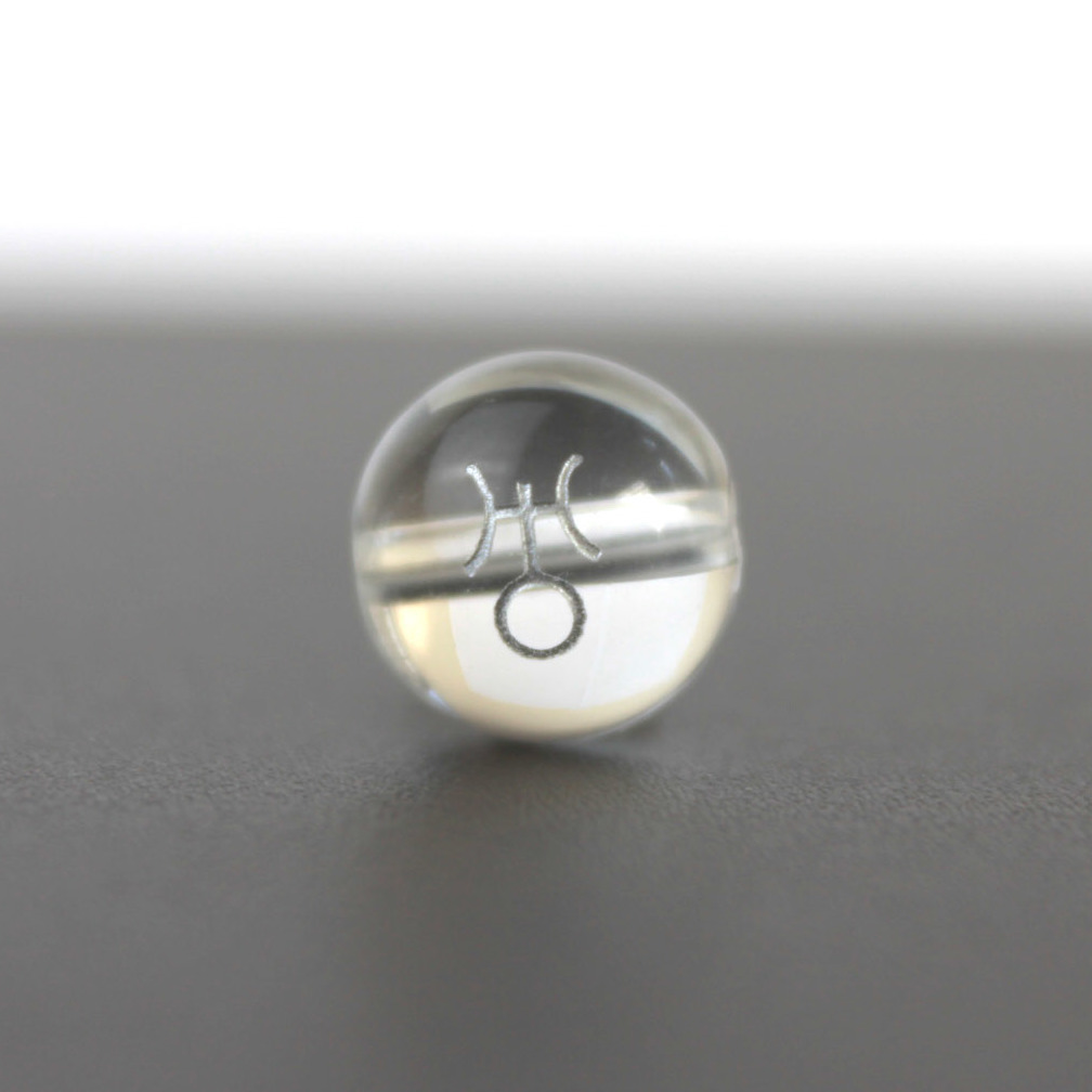 【オリジナル商品】カービング　占星術　天王星　水晶(銀彫り)　12mm　品番： 6942
