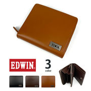 【全3色】 EDWIN エドウイン ラウンドファスナー小銭入れ 二つ折り財布 再生皮革