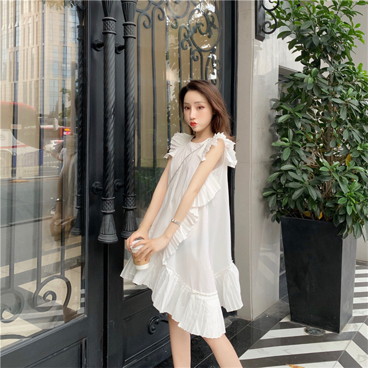 春コーデにぴったり 全2色 ベストワンピース フリル 切り替え アシンメトリー 体型カバー アパレル オープンブリッジ 合同会社 問屋 仕入れ 卸 卸売の専門 仕入れならnetsea