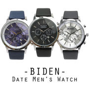 【BIDEN バイデン】日常生活防水 カレンダー 日付表示 3フェイクダイヤル BD007 メンズ腕時計