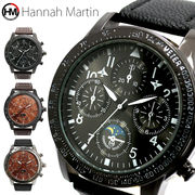 フェイクダイヤル サン&ムーン 盛りだくさんの文字盤で魅せる HM004 Hannah Martin メンズ腕時計
