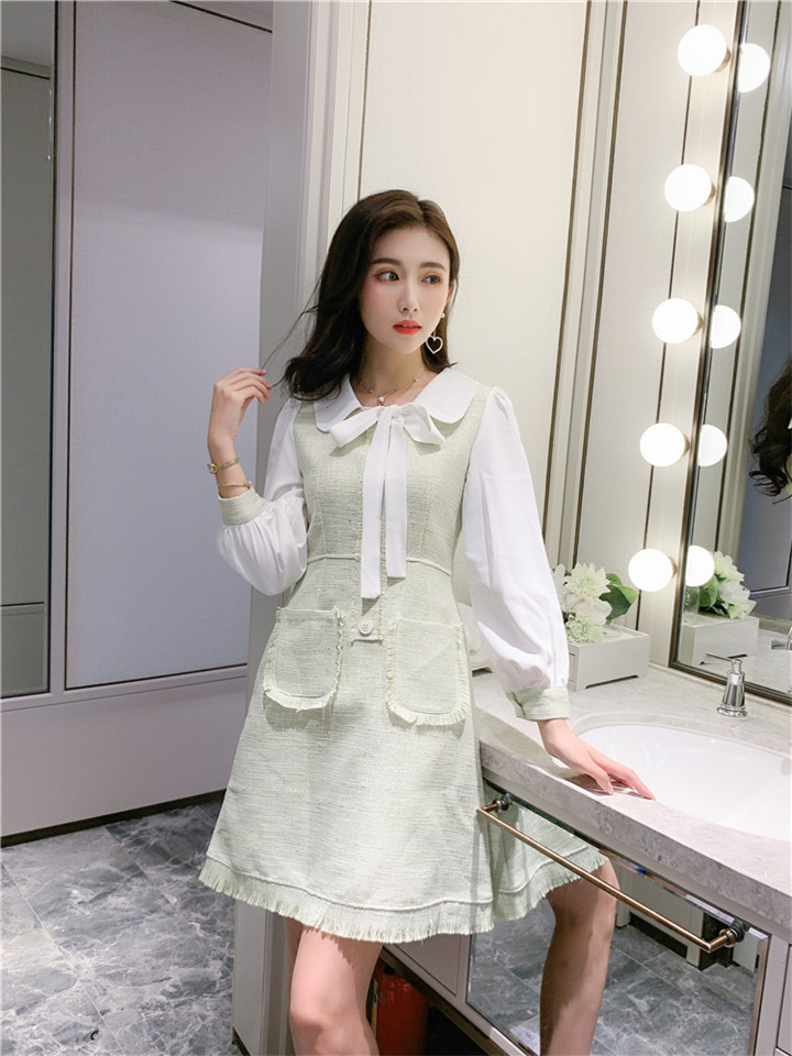 秋 フェイクツー ドールカラー Sweet系 カジュアル 蝶結び 単体ボタン Aライン ファッション ミニスカート Www Watsons Biz Id