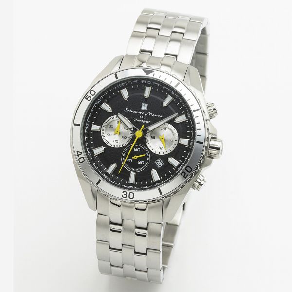 正規品 SalvatoreMarra 腕時計 サルバトーレマーラ SM19113-SSBK クロノグラフ メタルベルト メンズ腕時計