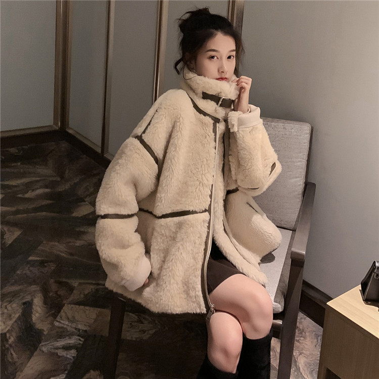 2019 秋冬 新品 子羊の毛 ゆったりする 暖かいジャケット もこもこ 中綿コート ムートンコート