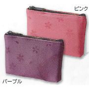 【ご紹介します！日本製！日本らしい桜模様！　ファスナー付　小銭・カードケース】ピンク/パープル